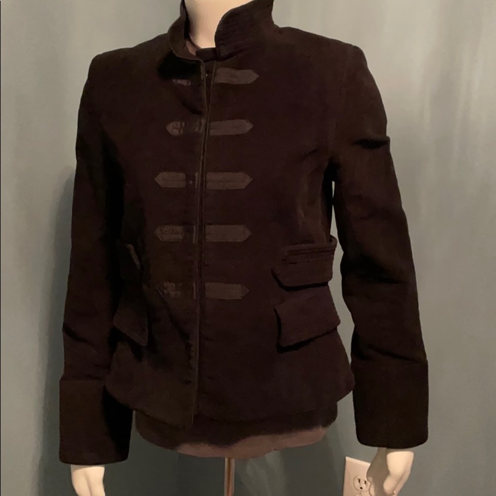 Zara black military detail snap-front jacket MD